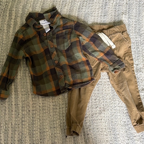 Tommy Bahama Other - Tommy Bahama Green Navy and Brown Plaid Button-Up Shirt and Matching Pants